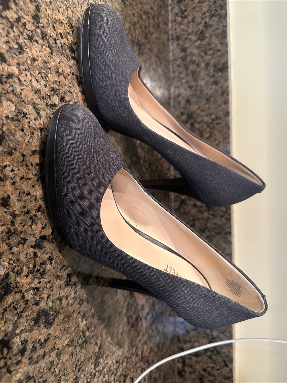 Nine West Dark Gray Denim High Heel Pumps